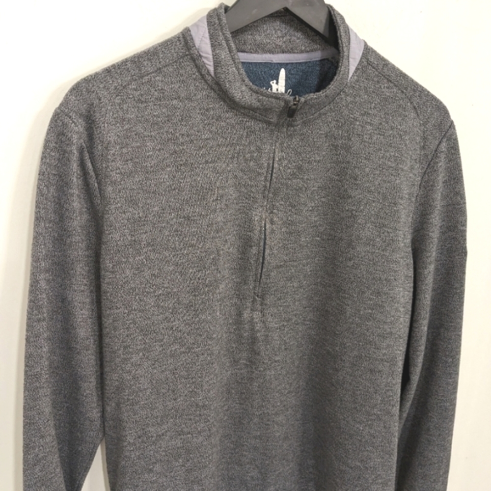 johnnie-O 2022 Reflex Fleece 1/4 Zip Pullover Sweater in Seal Grey Business - Picture 2 of 8